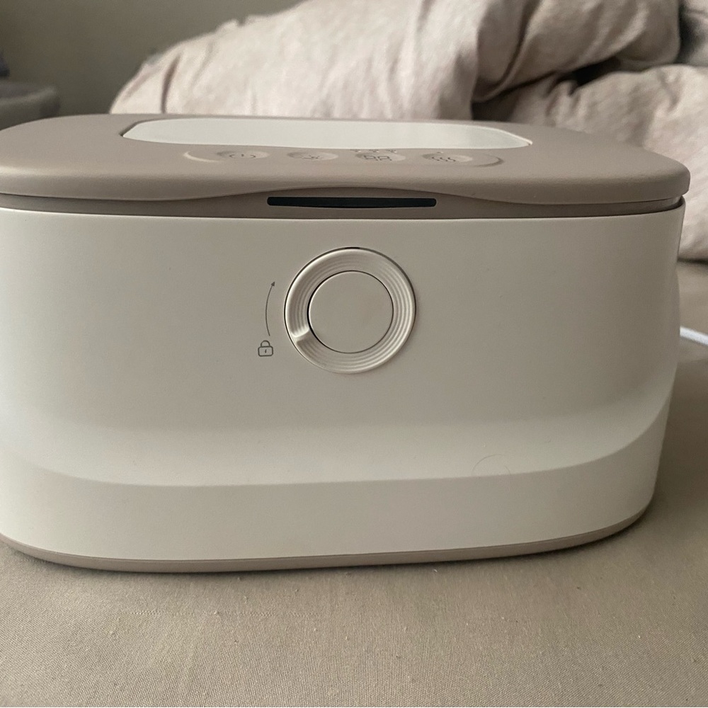 Beige and White baby wipe warmer